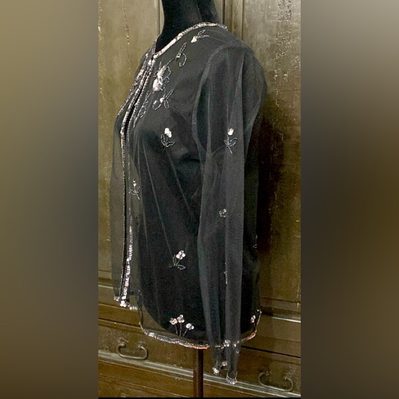 Vintage Mesh longsleeves blk jacket with sequence - size medium - Picture 2 of 10